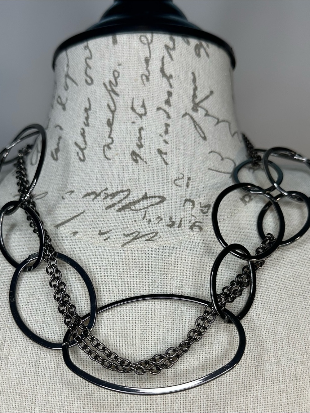Long Black Oval Link Necklace - Women's Jewelry